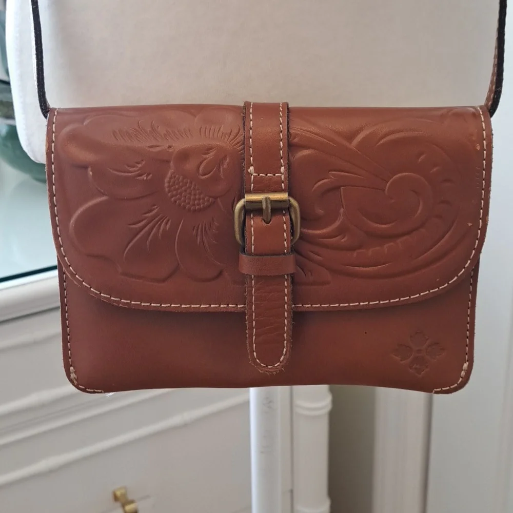 PATRICIA NASH Womens Torri Brown Leather Heritage‎ Collection Crossbody/Clutch